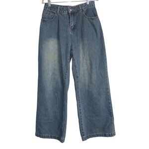 Dazy Wide Leg Jeans Women's High Waist Wide Leg Retro Style Sz L Casual